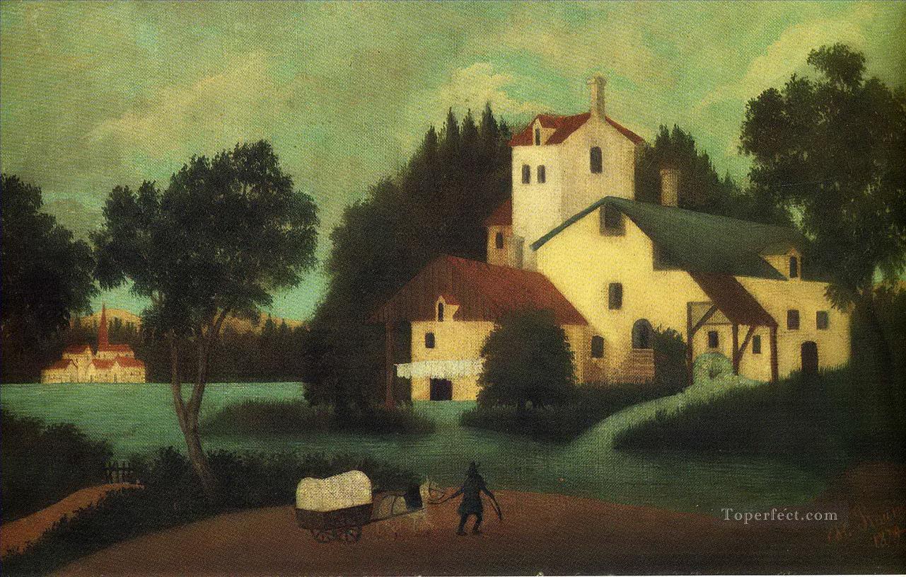 wagon in front of the mill 1879 Henri Rousseau Post Impressionism Naive Primitivism Oil Paintings